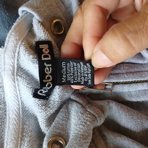 RUBBER DOLL front zip hoodie, crop style, Ombre gray & blue - Picture 5 of 5